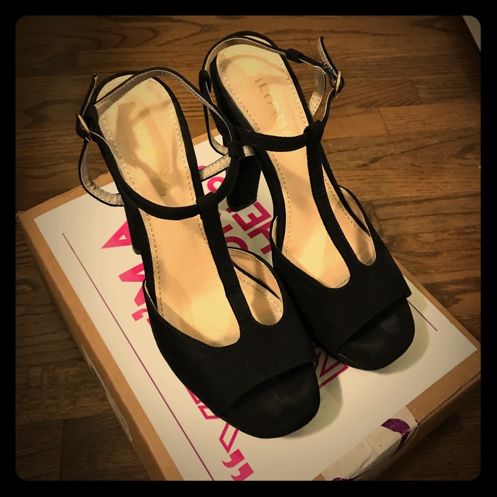 Black suede heels
